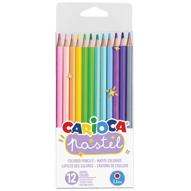 Карандаши 12цв Carioca Pastel, заточен., ПВХ, европодвес