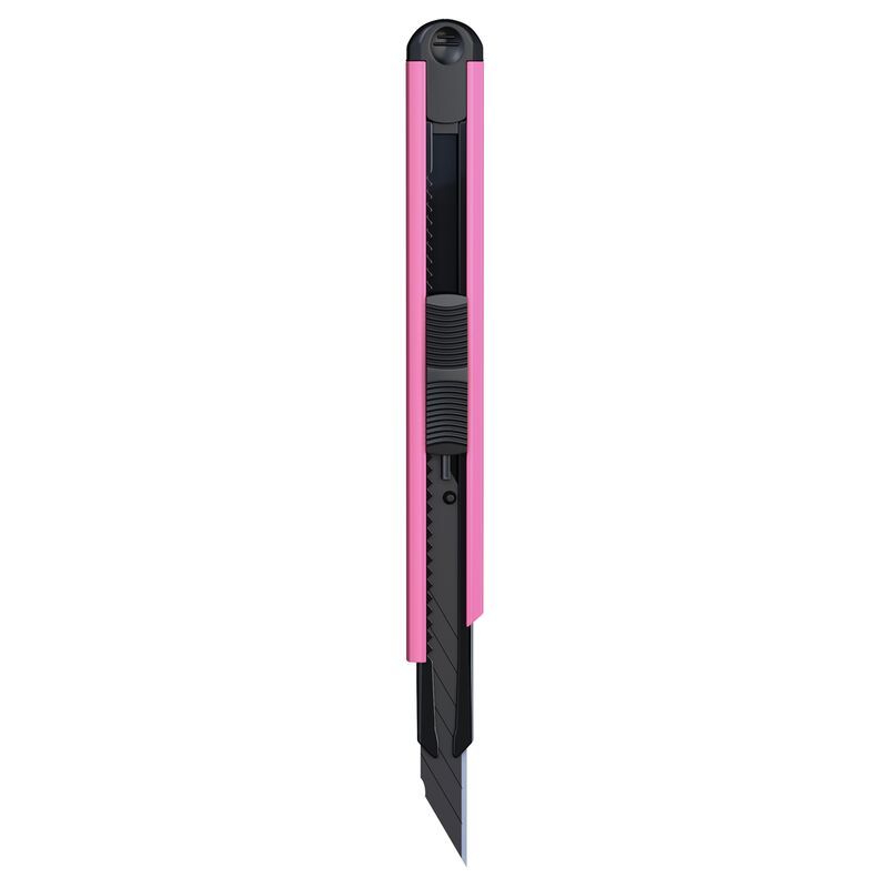 Нож канцелярский 9мм Berlingo Color Zone, черное лезвие, auto-lock, металл. направл., розовый, европодвес