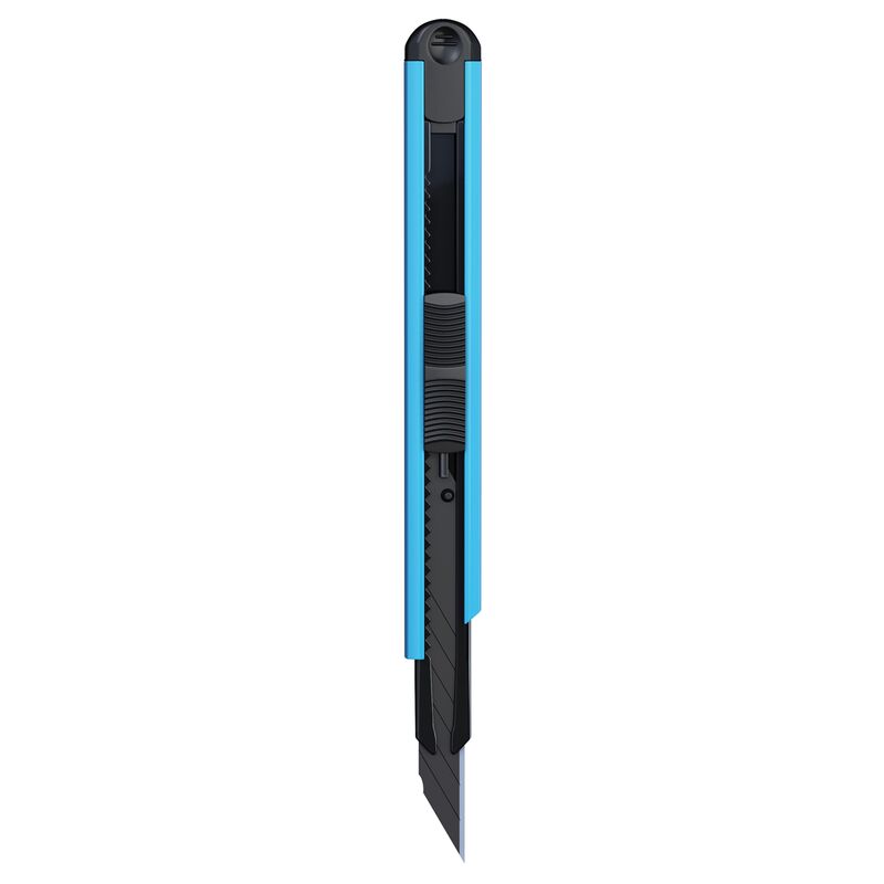 Нож канцелярский 9мм Berlingo Color Zone, черное лезвие, auto-lock, металл. направл., голубой, европодвес