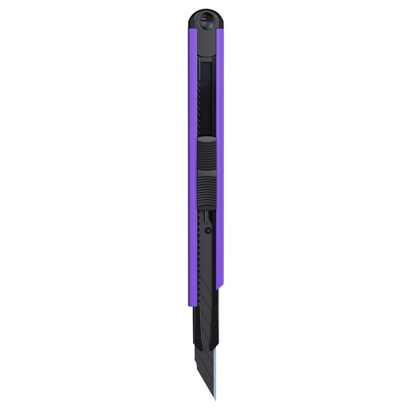 Нож канцелярский 9мм Berlingo Color Zone, черное лезвие, auto-lock, металл. направл., фиолетовый, европодвес