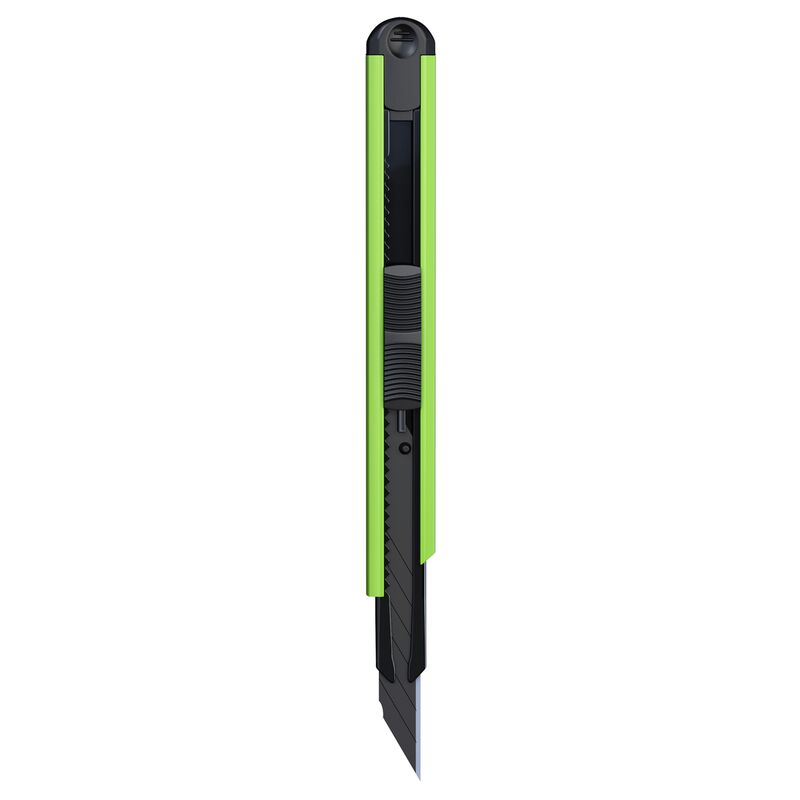 Нож канцелярский 9мм Berlingo Color Zone, черное лезвие, auto-lock, металл. направл., зеленый, европодвес