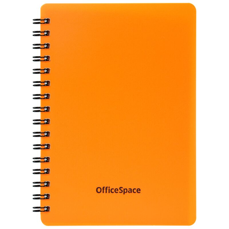 Записная книжка А6 60л. на гребне OfficeSpace Neon, оранжевая пластиковая обложка