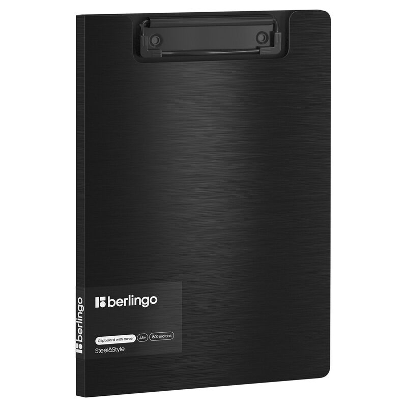 Папка-планшет с зажимом Berlingo Steel Style A5+, 1800мкм, пластик (полифом), черная