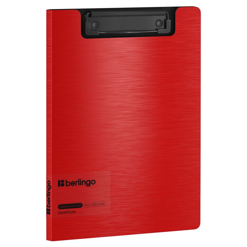 Папка-планшет с зажимом Berlingo Steel Style A5+, 1800мкм, пластик (полифом), красная