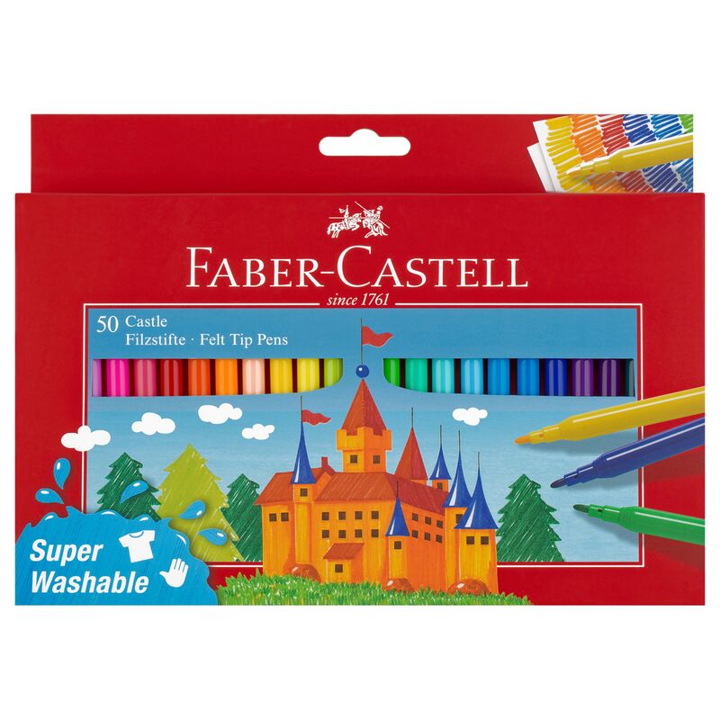 Фломастеры Faber-Castell Замок, 50цв., смываемые, картон, европодвес