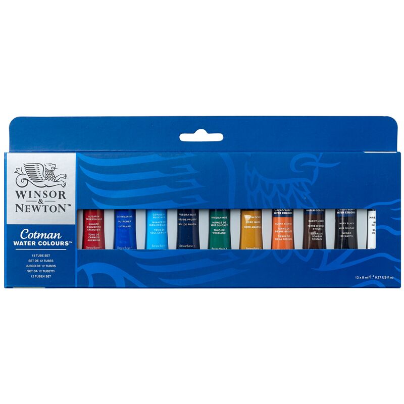 Акварель художественная Winsor&Newton Cotman для начинающих, 12цв., 8мл, туба, картонная коробка