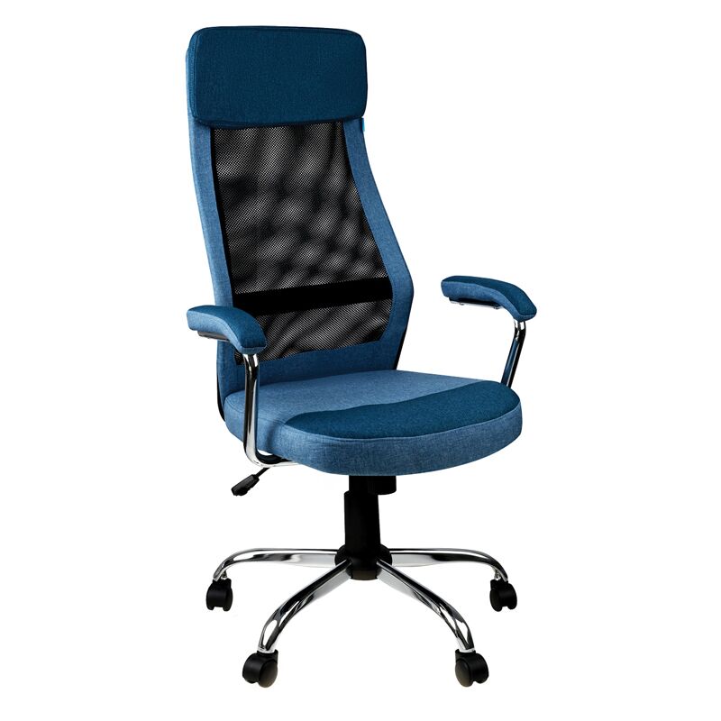 Кресло руководителя Helmi HL-E41 Stylish, ткань/сетка, синяя/голубая