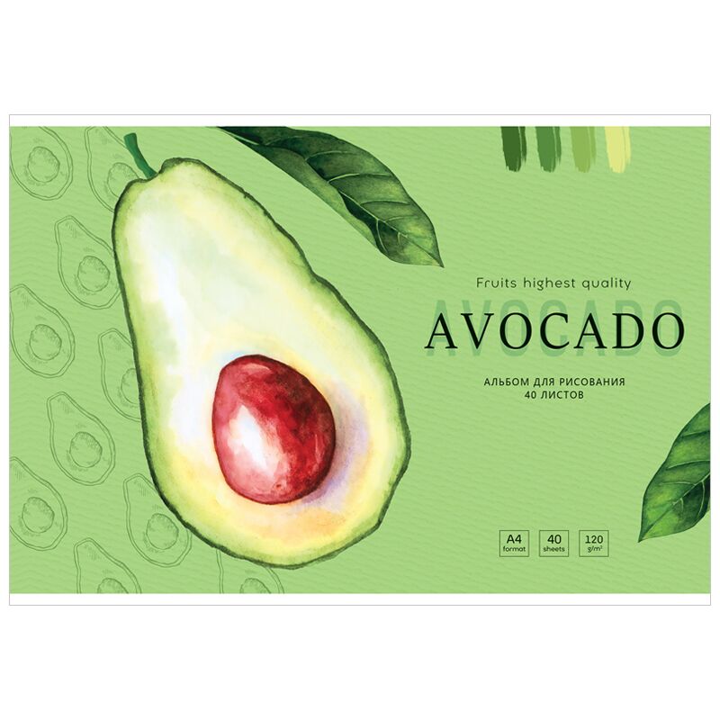 Альбом для рисования 40л., А4, на скрепке Greenwich Line Avocado, 120 г/м2