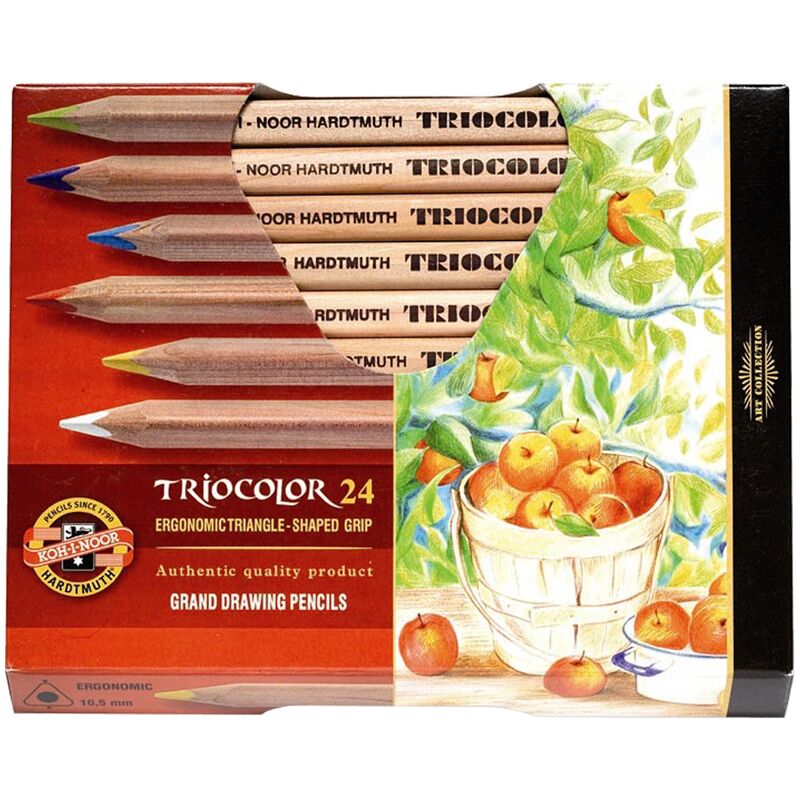 Карандаши 24цв Koh-I-Noor Jumbo Triocolor 3151, трехгран., утолщен., неокр. корпус, картон