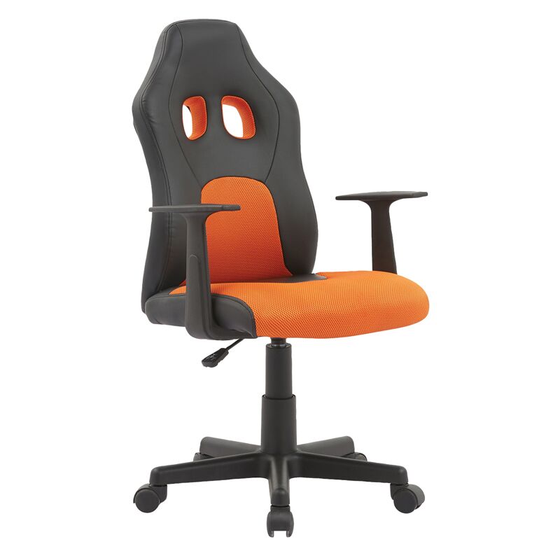 Кресло игровое Helmi HL-S12 Mini, экокожа/ткань, черная/оранжевая
