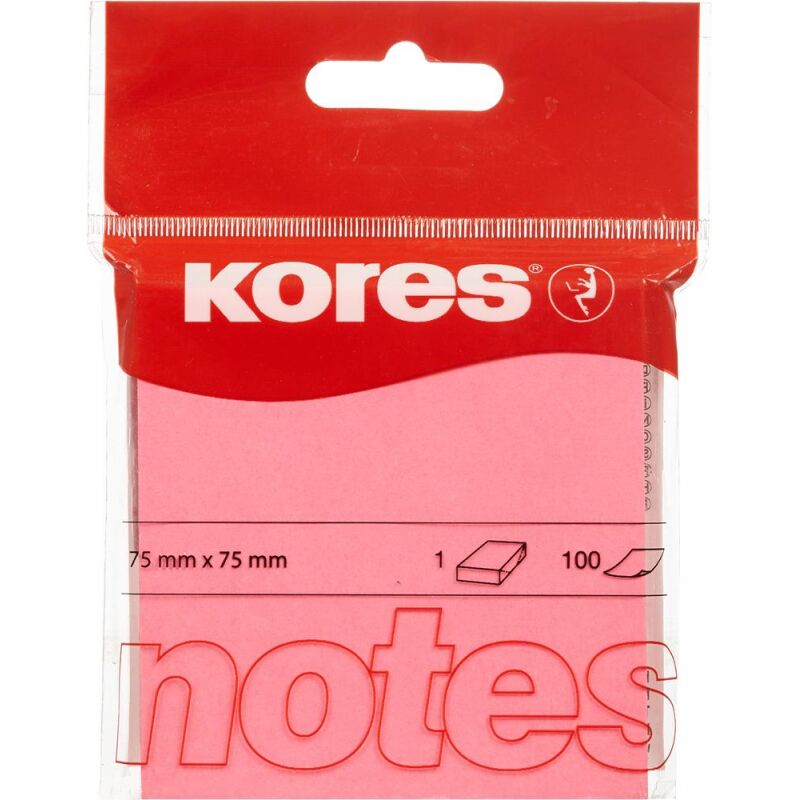 Стикеры Kores бум.для зам. 75х75 неоновая розовая 100л. &#039;47075
