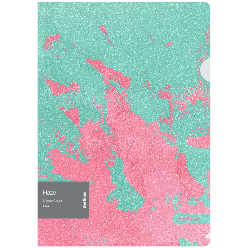 Папка-уголок Berlingo Haze, 200мкм, мятная/розовая, с рисунком, с эффектом блесток