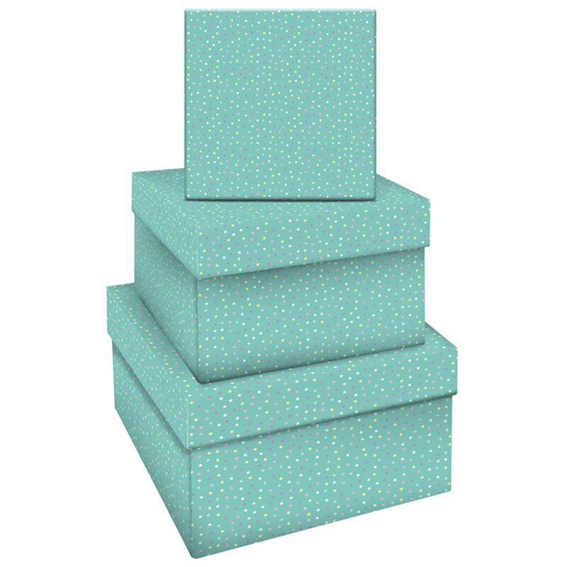 Набор квадратных коробок 3в1, MESHU Turquoise style, (19,5*19,5*11-15,5*15,5*9см)
