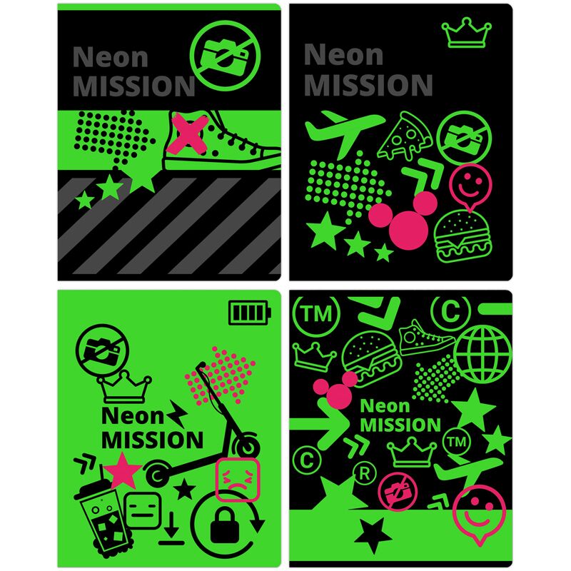 Тетрадь 48л., А5, линия BG "Neon Mission", неоновый пантон