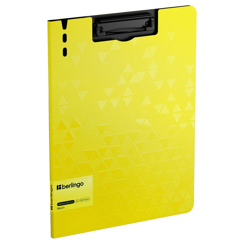 Папка-планшет с зажимом Berlingo Neon А4, пластик (полифом), 1800мкм, желтый неон