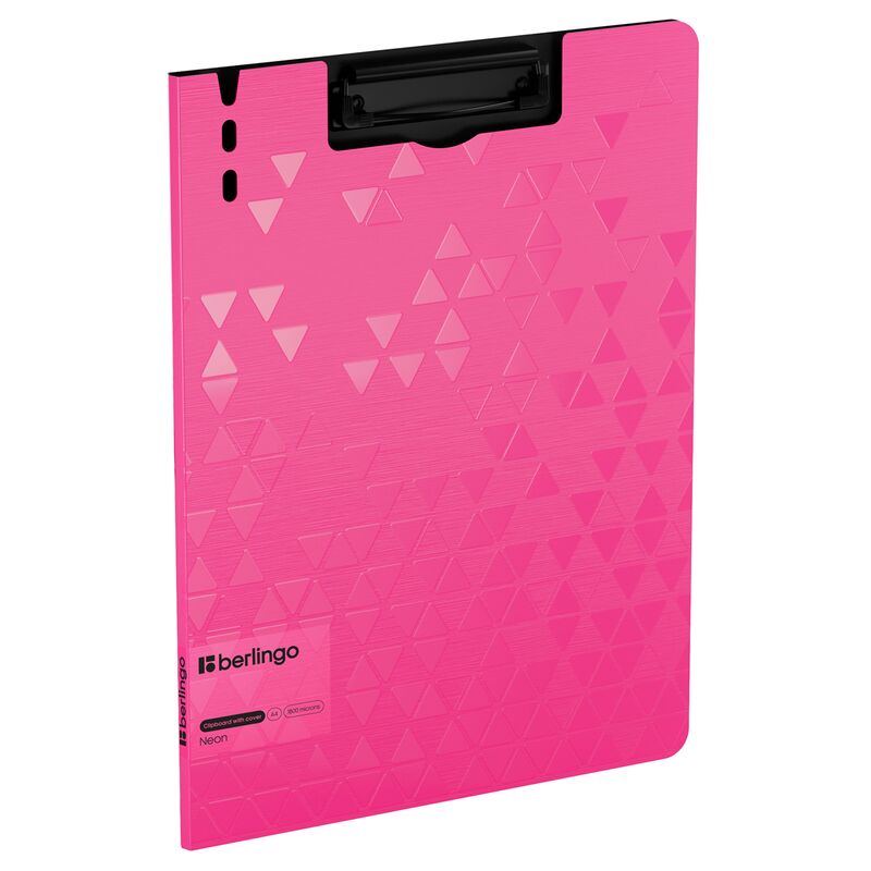 Папка-планшет с зажимом Berlingo Neon А4, пластик (полифом), 1800мкм, розовый неон