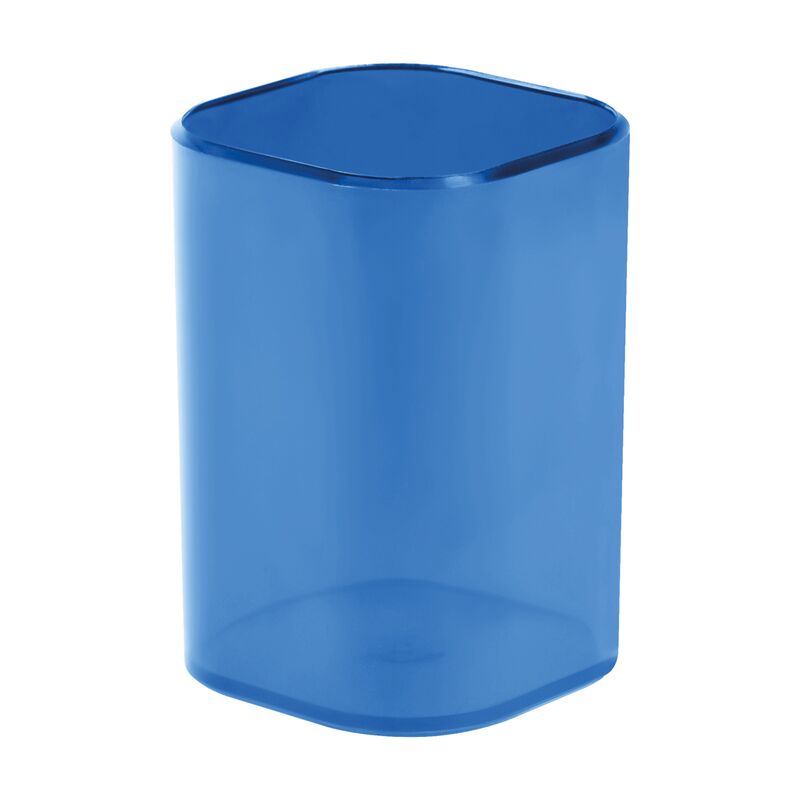 Подставка-стакан для канц. мелочей синяя СТАММ Фаворит пластиковая квадратная тонированная