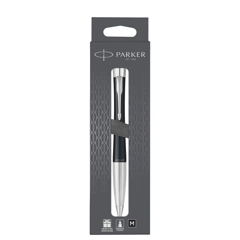 Ручка шарик. Parker "Urban Muted Black CT" черная, 1,0мм, поворотн., подарочная упаковка с европодвесом