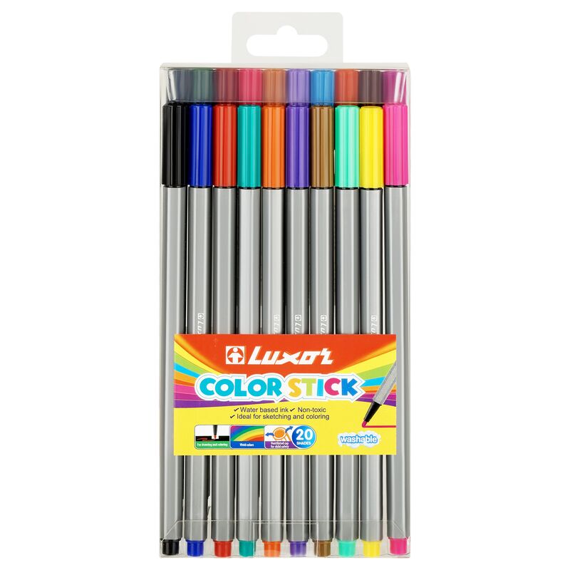 Фломастеры 20цв Luxor Color Stick . смываемые ПВХ европодвес