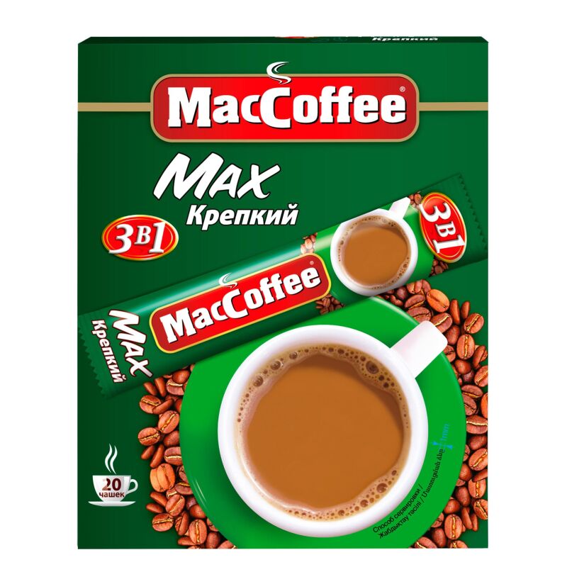 Кофе MacCoffee 3 в 1 макс strong (бокс) 20пак.по 16г.