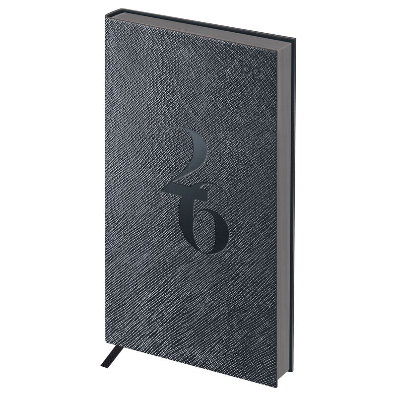 Еженедельник датированный 2026г., 90*165, 64л., мягкий переплет, кожзам, BG "Shine. Iron", серый, цветной срез