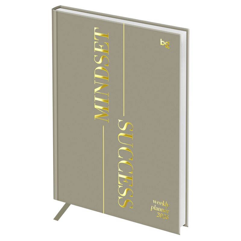 Еженедельник датированный 2026г., А5, 80л., 7БЦ, BG "Mindset. Caramel", отд. фольгой 3D