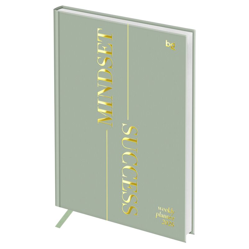 Еженедельник датированный 2026г., А5, 80л., 7БЦ, BG "Mindset. Sage", отд. фольгой 3D