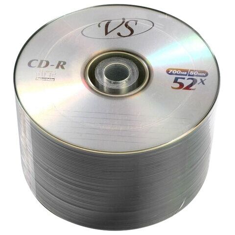 Диски CD-R VS 700 Mb 52x, КОМПЛЕКТ 50 шт., Bulk, VSCDRB5001