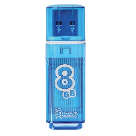 Флеш-диск 8 GB, SMARTBUY Glossy, USB 2.0, синий, SB8GBGS-B