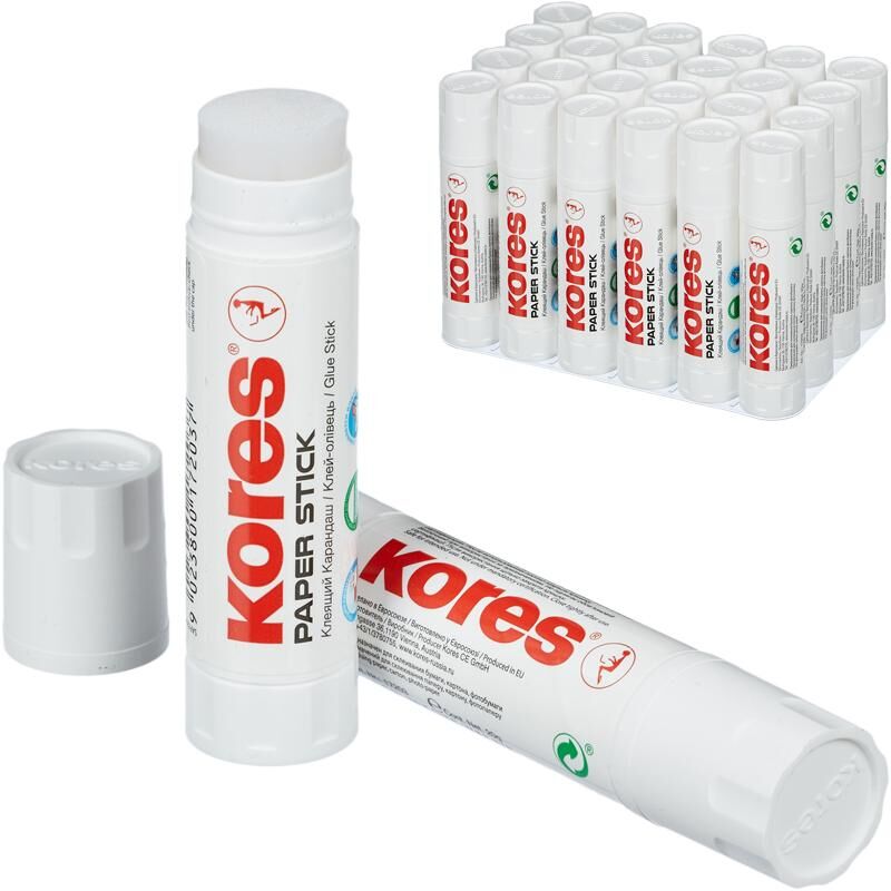 Клей-карандаш Kores Paper Stick, 20г, прозрачный, ПВА