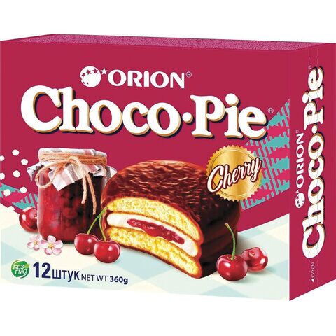 Печенье ORION Choco Pie Cherry вишневое 360 г (12 штук х 30 г), О0000013004