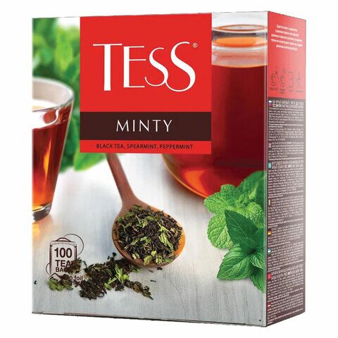 Чай TESS Minty черный с мятой, 100 пакетиков по 1,5 г