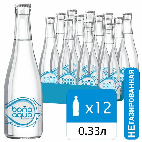 Вода негазированная питьевая BONA AQUA 0,33 л, стеклянная бутылка