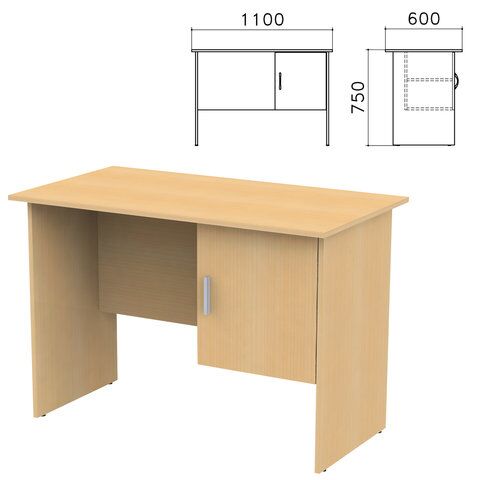 Стол письменный Канц, 1100х600х750 мм, тумба с дверью, цвет бук невский, СК26.10
