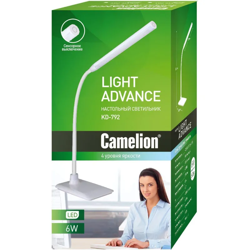 Светильник Camelion KD-792 LED, белый, 4 ур.ярк., сенсорное выключение