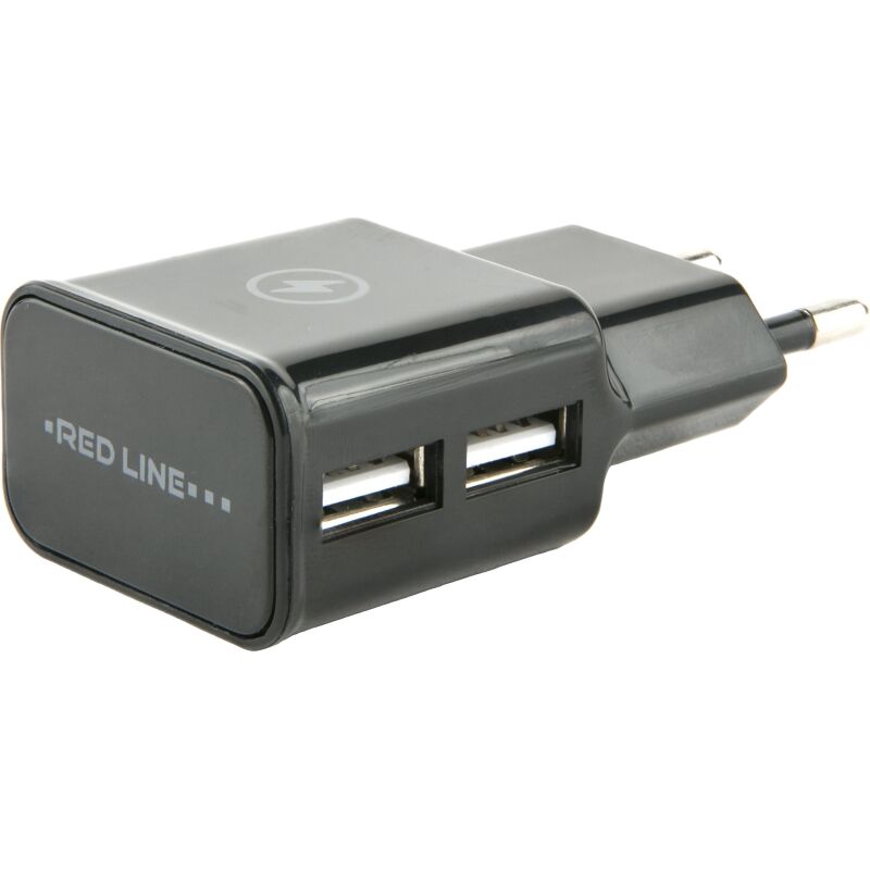 Зарядное устройство сетевое, 2 USB, 2.1А, Red Line NT-2A, чер, УТ000009404