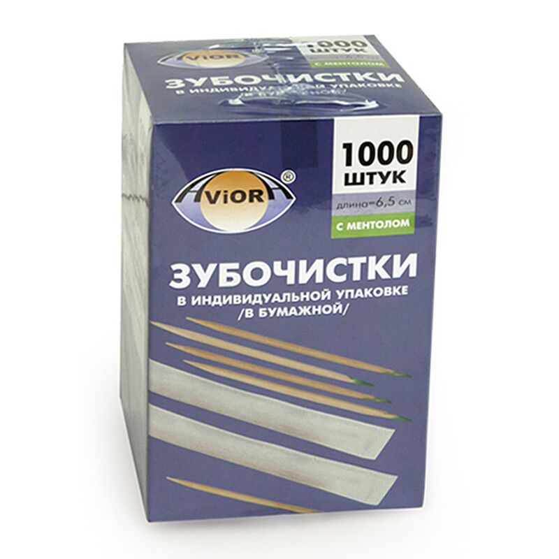 Зубочистки бамбук в инд. бум. упак. с ментолом 1000шт./уп. 401-609