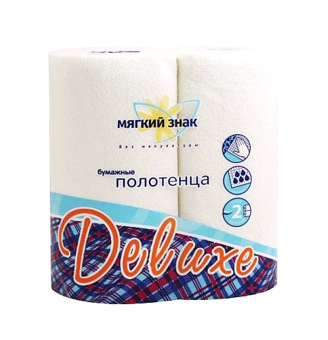 Полотенца бумажные 2-сл.Мягкий знак Deluxe белые 2рул./уп.