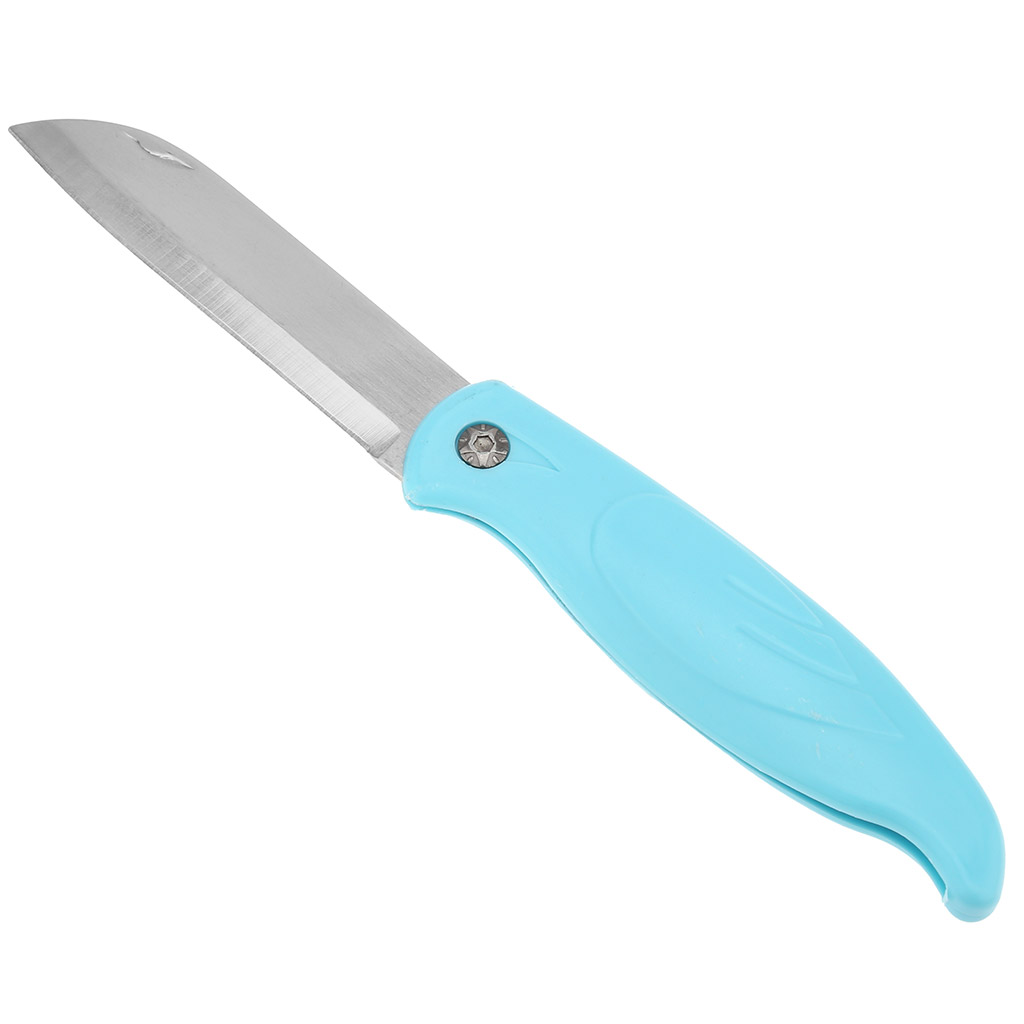 Нож складной из нержавеющей стали "Ярослав" 75мм, цветная пластмассовая ручка, в п/эт пакете, цвета в ассортименте: голубой, мятный, сиреневый (Китай)