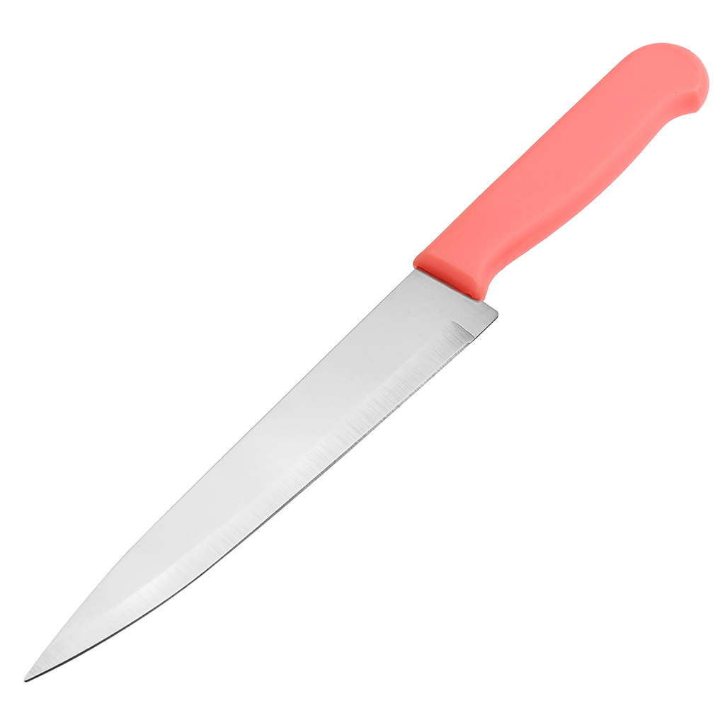 Нож кухонный "Универсал" 165мм цветная пластмассовая ручка, цвета в ассортименте: белый, ярко-розовый, ярко-коралловый (Китай)