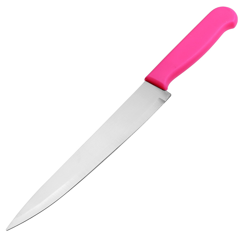 Нож кухонный "Универсал" 190мм цветная пластмассовая ручка, цвета в ассортименте: ярко-зеленый, ярко-розовый, ярко-коралловый (Китай)