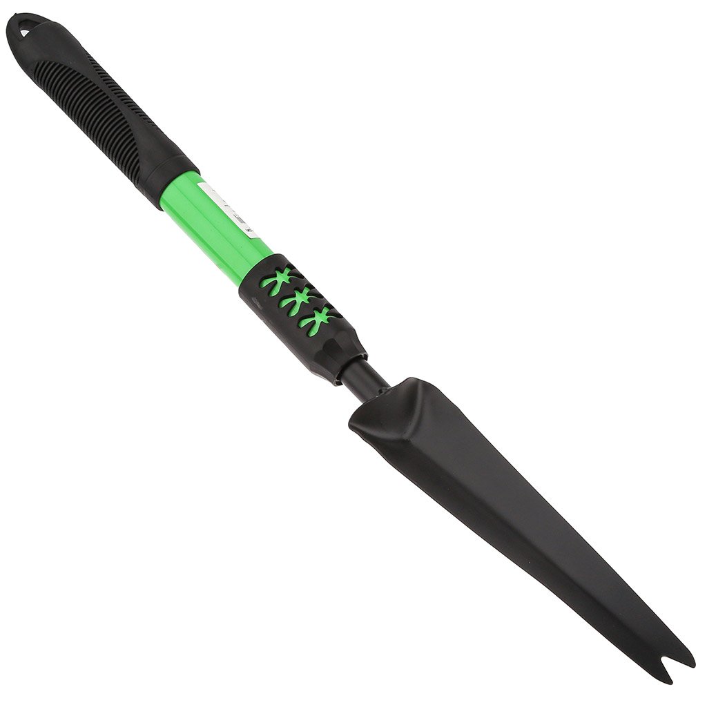 Корнеудалитель 47х5х3,5см, сталь А3, окрашенная, цвет - черный матовый, цветная металлическая, прорезиненная ручка, с отверстием для подвешивания, цвет - зеленый (Китай)