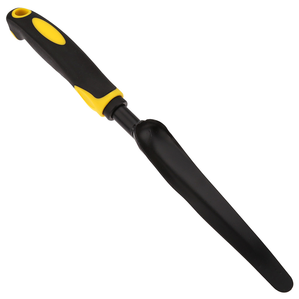 Корнеудалитель 34,5х3,5х3,5см, сталь А3, окрашенная, цвет - черный матовый, эргономичная прорезиненная ручка с отверстием для подвешивания, цвет - черно-желтый (Китай)