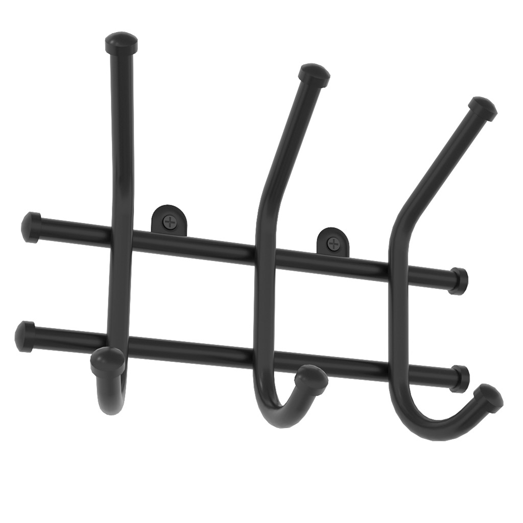 Вешалка настенная для верхней одежды "Норма 3" 23х8х16,5см, 3 двойных крючка, металл, черный (Россия)