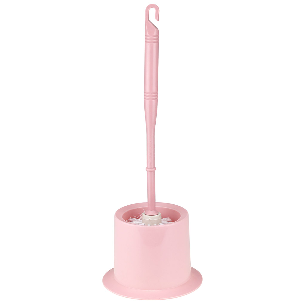 Ерш унитазный пластмассовый со съемной ручкой "Шляпа" 35см, с подставкой д13см h9,2см, розовый (Китай)