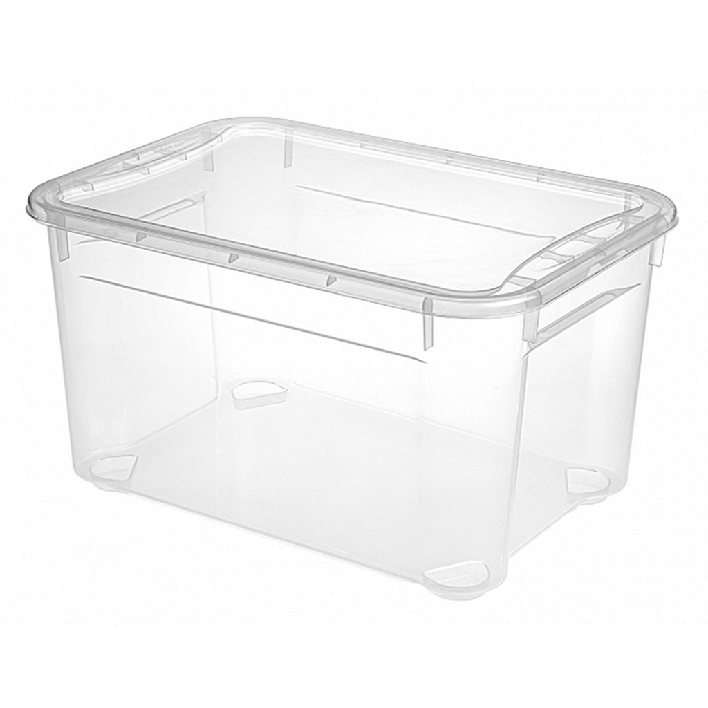 Ящик хозяйственный для хранения пластмассовый "Кристалл XS" 16л, 38,9х27,5х21,5см, с крышкой, прозрачный, Econova (Россия)