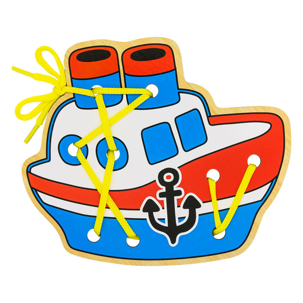 Игрушка "Шнуровка "Кораблик" 16,5х14х0,6см, ЛХДФ, текстиль, в пакете с подвесом (Россия)