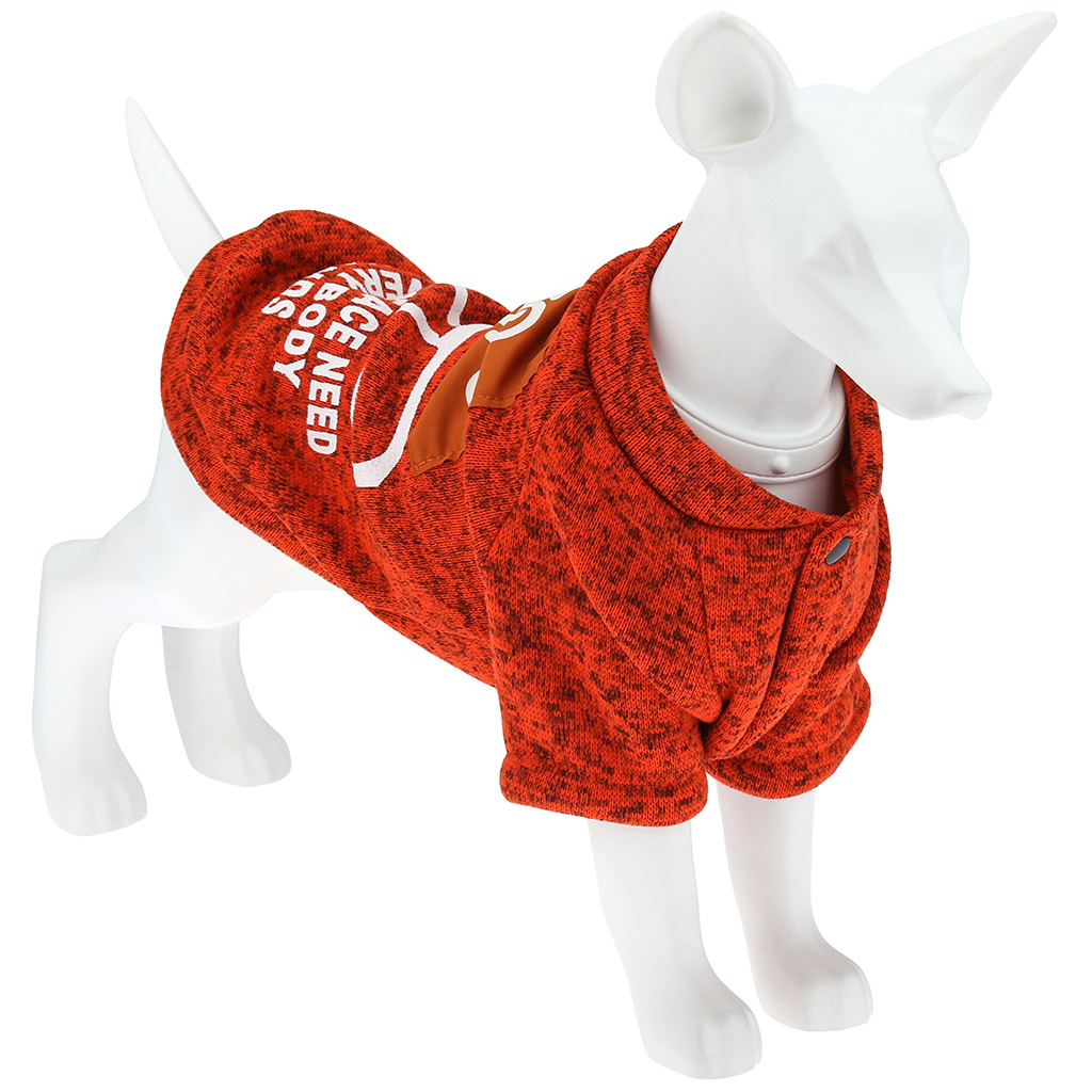 Одежда для собаки Pet toys "Толстовка" "Star" с принтом, на кнопках р-р L, длина спинки 33см/обхват груди 38см/обхват шеи 28см, цвет-оранжевый, полиэстер/флис (Китай)