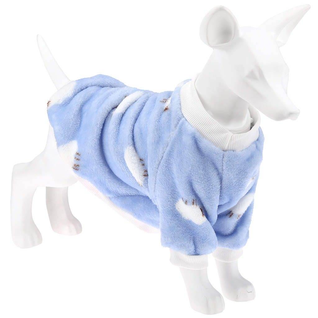 Одежда для собаки Pet toys "Толстовка" "Овечка" р-р L, длина спинки 30см/обхват груди 42см/обхват шеи 26см, цвет-голубой, плюш (100% полиэстер) (Китай)