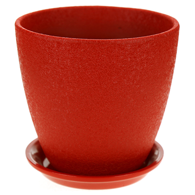 Горшок для цветов керамический "Винил" 2л, д15см, h15см, форма бутон, ручная работа, красный (Россия)